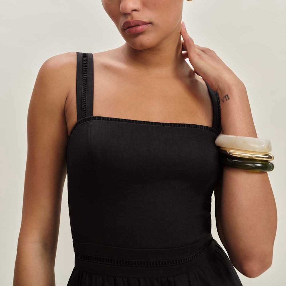 Reformation Everett Linen Dress Black